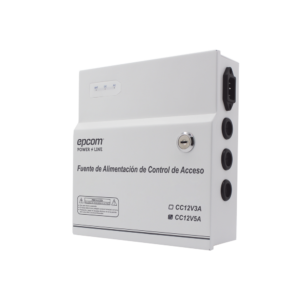Fuente de Poder / 1 Salida 11-15 Vcc /  5 A / Temporizador Integrado / Con Capacidad de Batería de Respaldo / Requiere Batería / Aplicaciones en sistemas de control de Acceso