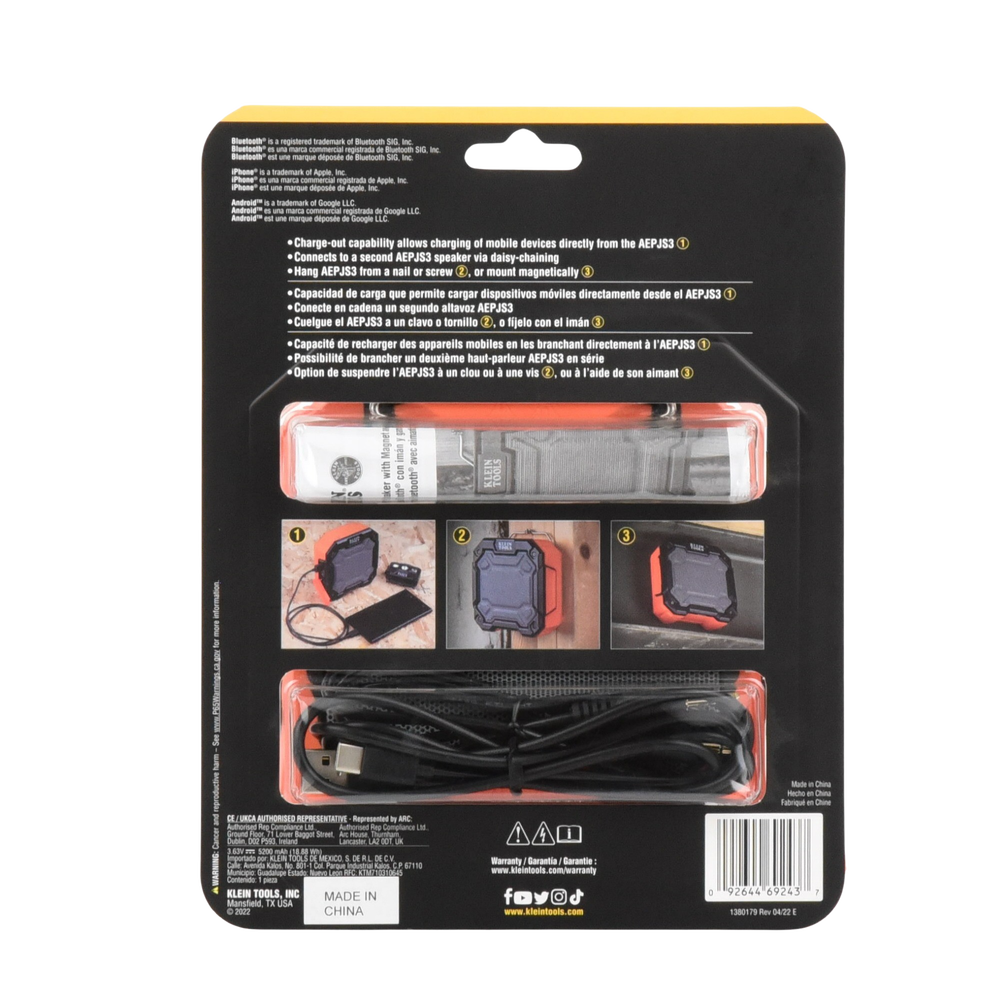 Bocina Portátil BLUETOOTH® con Imán y Gancho para Colgarse. Permite Altavoz Manos Libres con Micrófono Incorporado. - Image 9