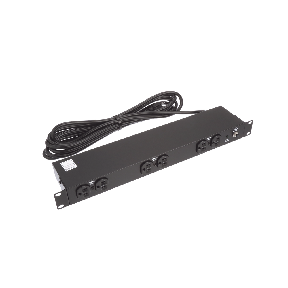 PDU Básico de Montaje en Rack, Con 6 Salidas Frontales NEMA 5-15R,  Enchufe de Entrada NEMA 5-15P, de 19in, 1UR, 15 Amp, 120 Vca