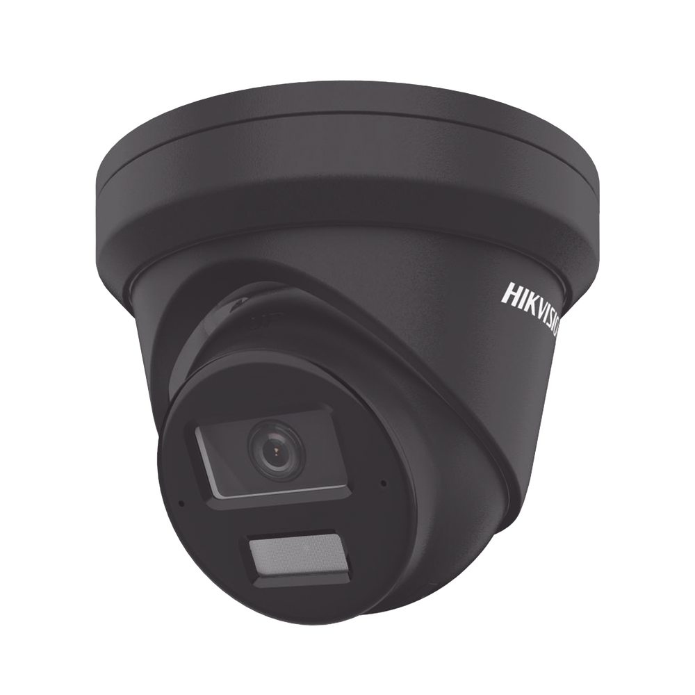 [Dual Light + 2 Micrófonos de Doble Matriz] Turret IP 4 Megapixel / Color Negro / Lente 2.8 mm / 30 mts Luz Blanca + 30 mts IR / ACUSENSE / Exterior IP67 / WDR 120 dB / PoE / ONVIF / Micro SD / Metal / ACUSEARCH