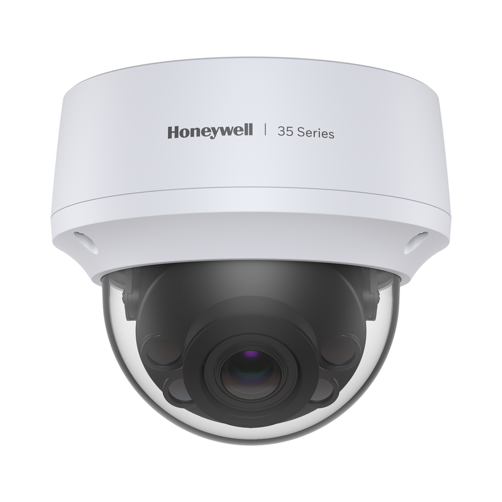 Domo IP 5 Megapixel / Lente Mot. 2.7 a 13.5 mm / 50 mts IR / Ultra Baja Iluminación /  NDAA / ONVIF /  IP67 / IK10 / H.265 / IA (Filtro de Humanos y Vehiculos) / Merodeo / Conteo de Personas / PoE / Audio y Alarmas I/O / Serie 35