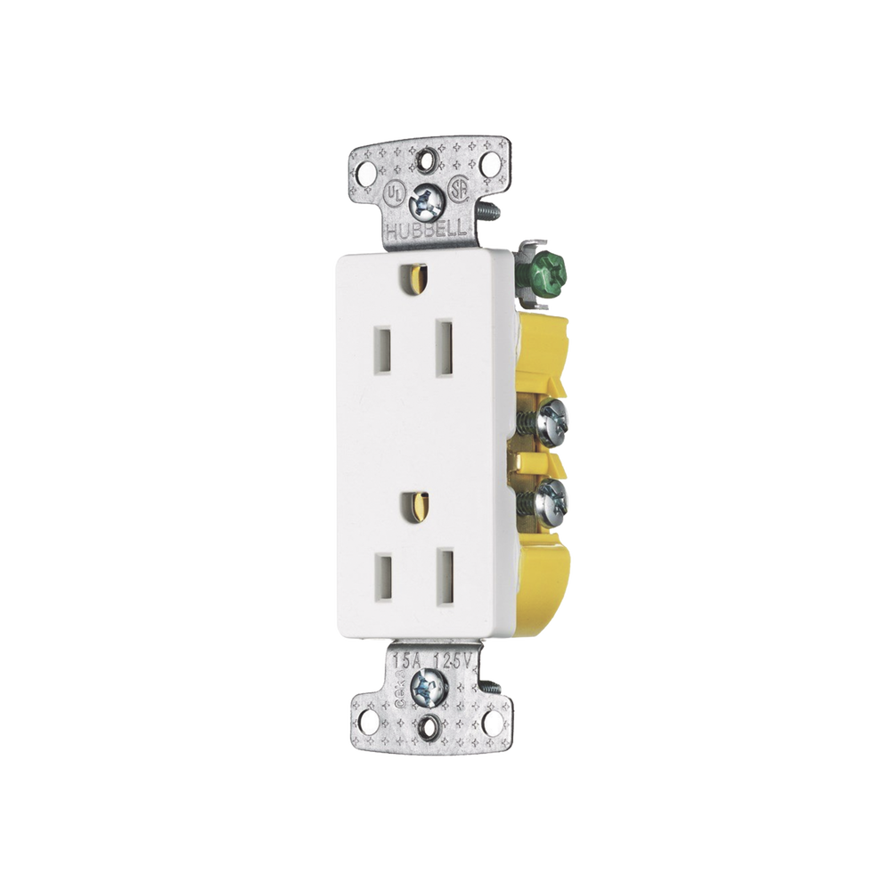 Contacto Duplex Decorador 15A 125V, 2 Polos, 3 Hilos, Color  Blanco (Nema5-15R).