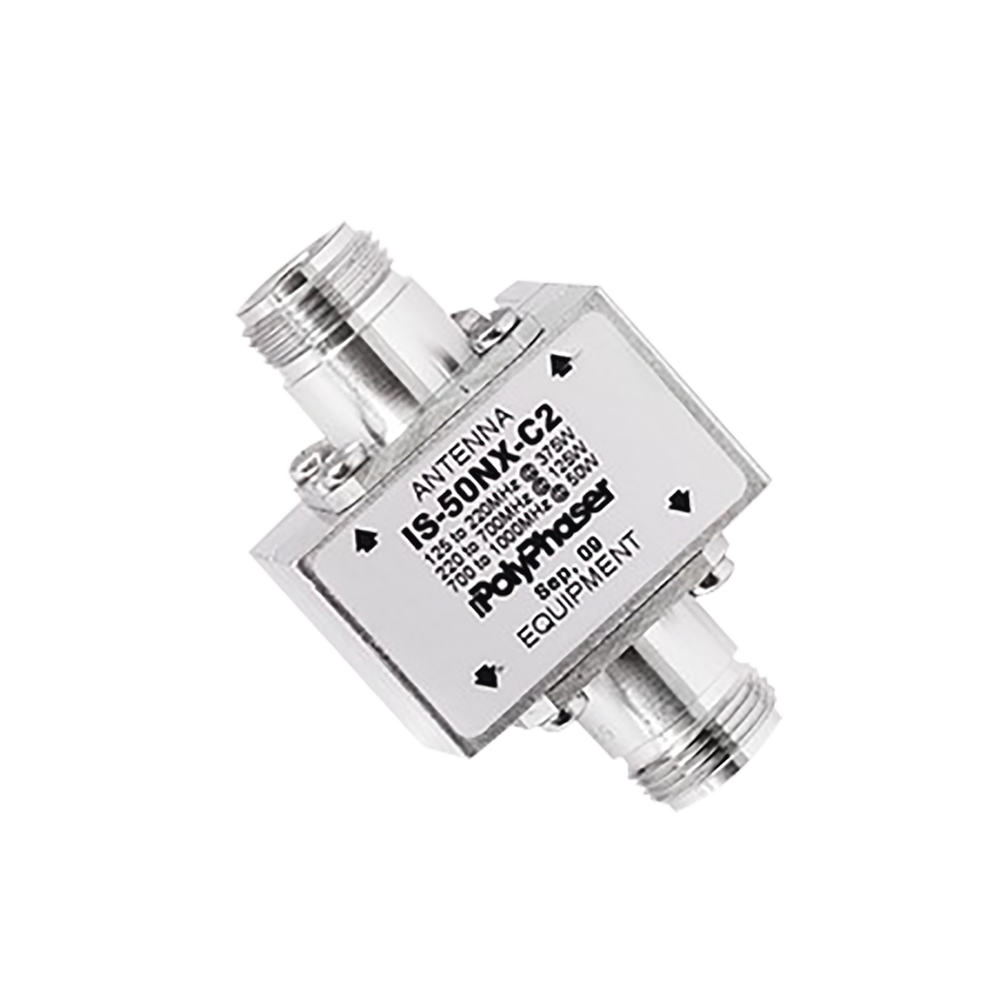Protector Coaxial RF de CD Para 125 - 1000 MHz Con Ceja lateral y Conectores N Hembra en Ambos Lados, 50 Ω