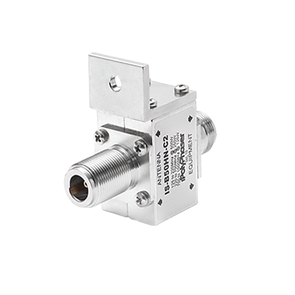 Protector RF Coaxial Para 125 a 1000 MHz Con Ceja Frontal Con Conectores N Hembra en Ambos Lados, 50 Ω