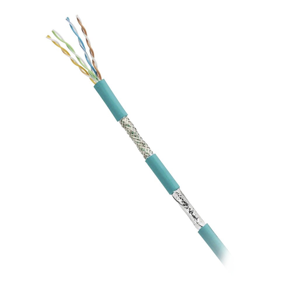Bobina de Cable Blindado SF/UTP Categoría 5e de 4 Pares, Uso Industrial con Resistencia al Aceite y Rayos UV, Multifilar 24/7 (Flexible), Color Azul Cerceta, Bobina de 305 Metros (1000 Pies)