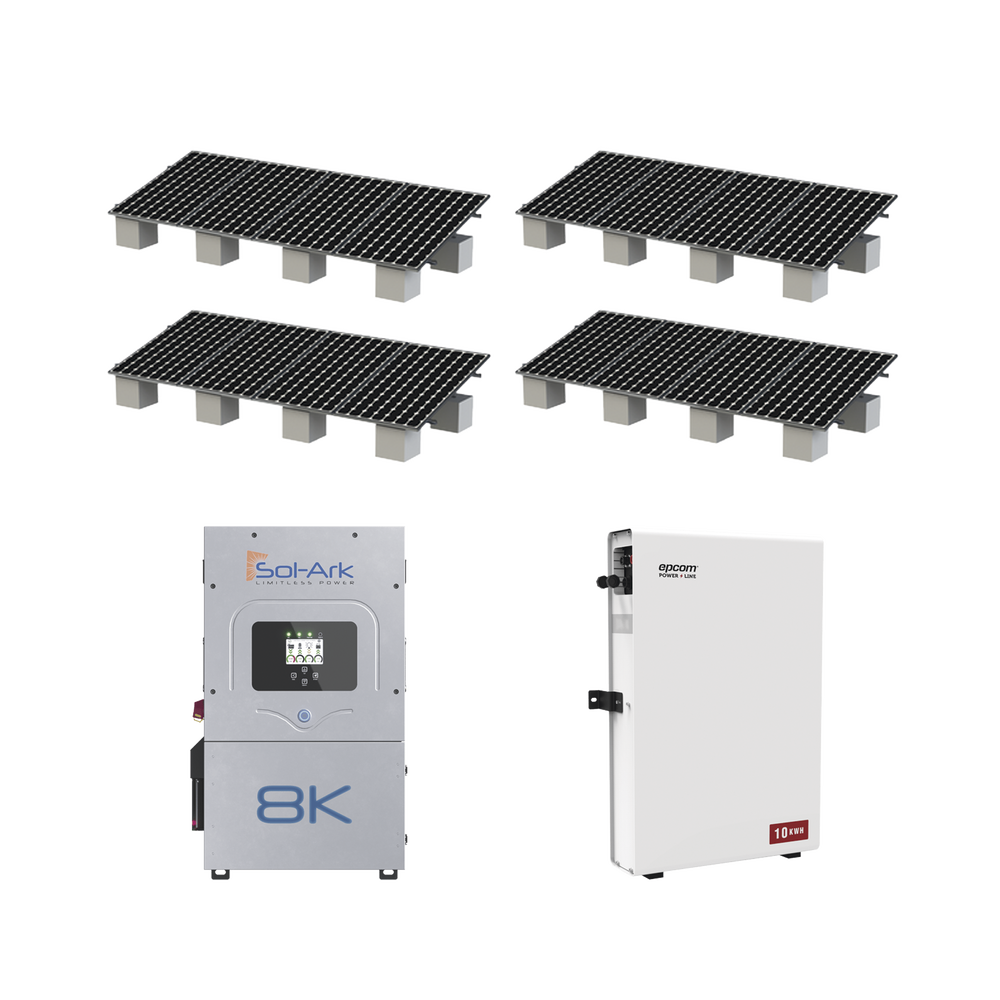 Kit Hibrido con Interconexión a la Red Eléctrica de CFE de 8 kW con Salida de 220 Vca y respaldo de 10 kWh en batería de LiFePO4