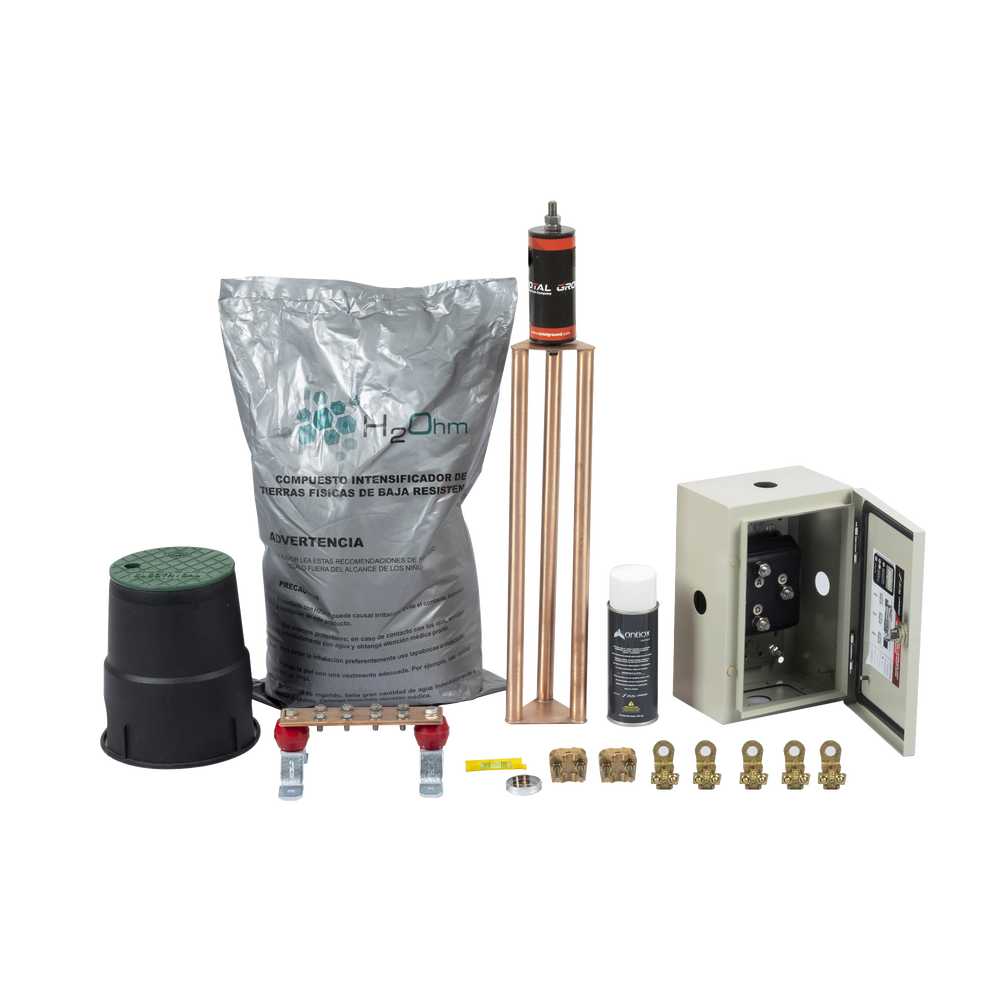 Kit de tierra física modelo TG70K con Electrodo Magnetoactivo y Accesorios de Instalación, capacidad: 70 AMP