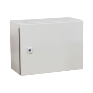Gabinete de Acero IP66 Uso en Intemperie (400 x 300 x 300 mm) con Placa Trasera Interior Metálica y Compuerta Inferior Atornillable (Incluye Chapa y Llave T). Ideal para Centros de Carga y Tableros de Control.