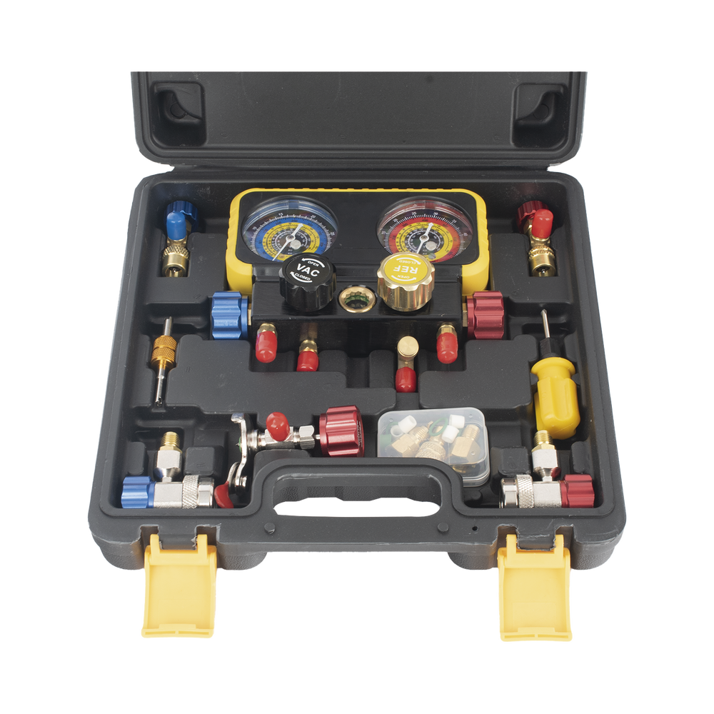 Manómetro de 4 vías con Accesorios para Gas refrigerante R410A/ R32/ R134A/R22 - Image 2