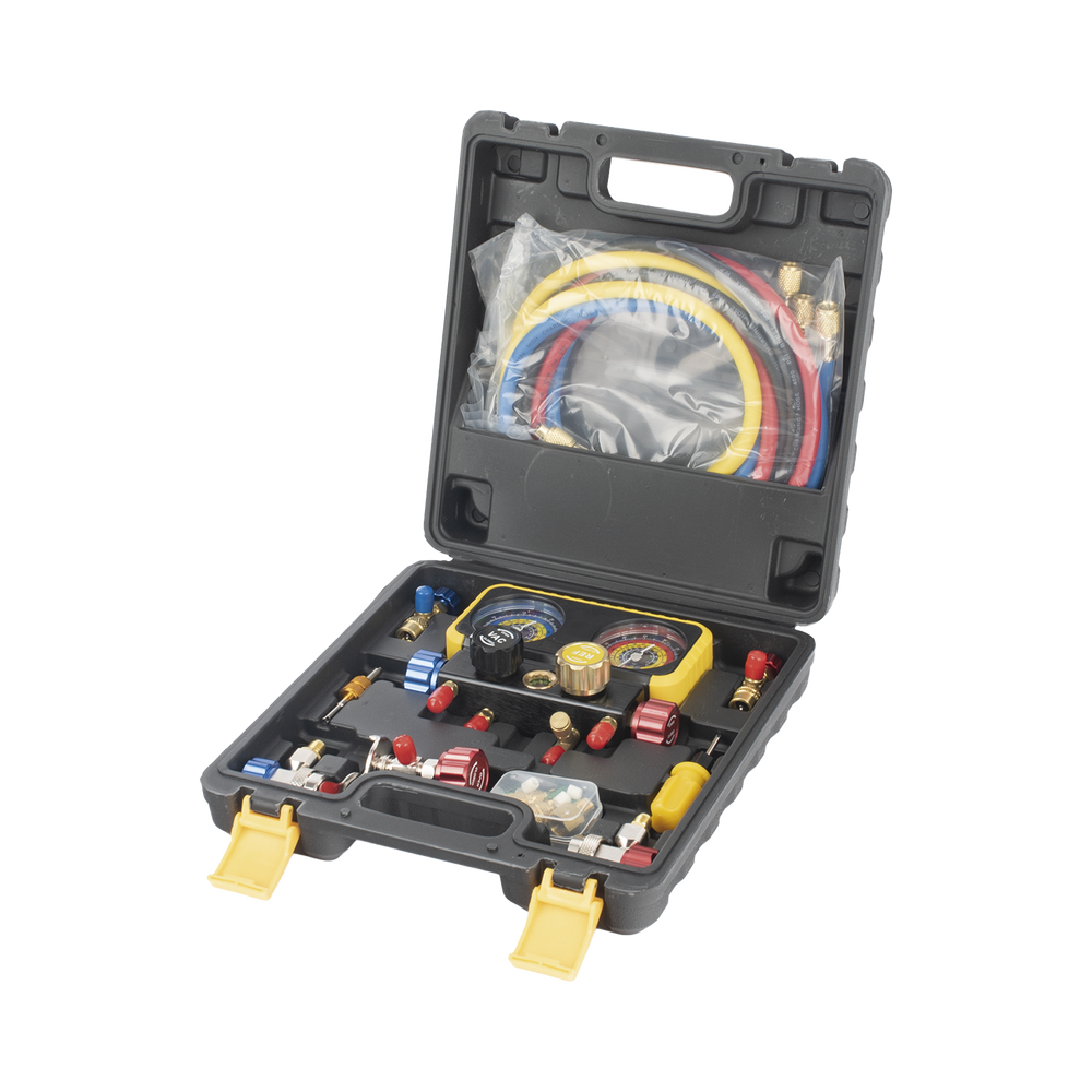 Manómetro de 4 vías con Accesorios para Gas refrigerante R410A/ R32/ R134A/R22 - Image 3
