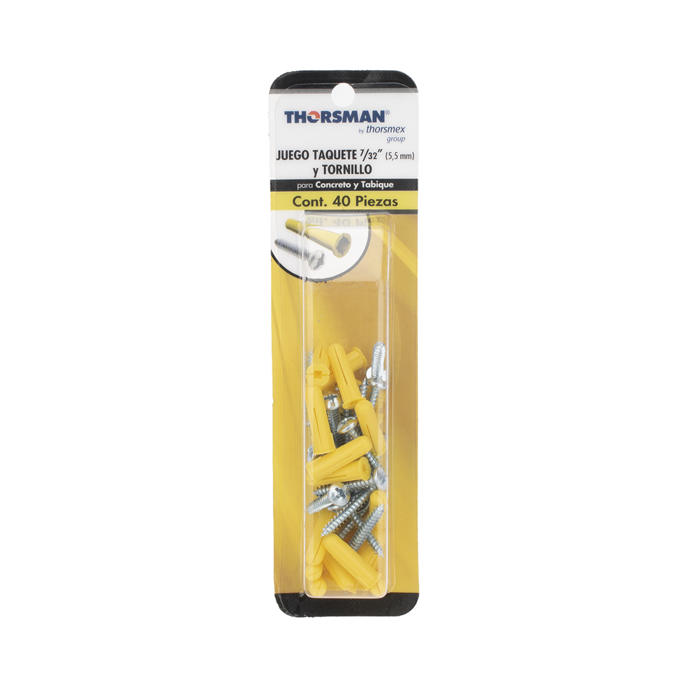 Paquete de 20 taquetes amarillo 1" y 20 tornillos 8mm x 1" - Image 5