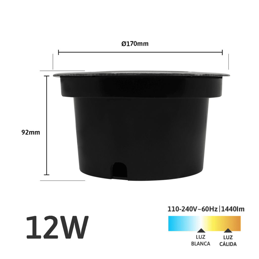 Luminario Empotrar en Piso / Uso en Exterior IP66 / Multivoltaje 110-240V~ 60Hz / Temperatura de Color 6500K / Ángulo de Luz 36° / Aleación de Aluminio y Vidrio Templado / No Dimeable - Image 2