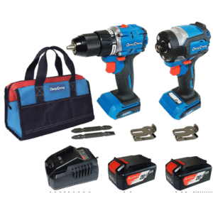 Kit Herramienta Taladro más Atornillador 20V, incluye cargador, 2 Baterías y Bolsa para Transporte.