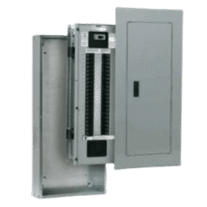 Tablero de alumbrado P1, 18 circuitos, Barras en aluminio 250 AMP, Frente de sobreponer, Sin zapatas principales.
