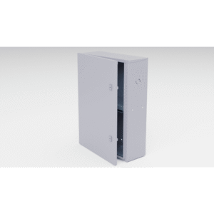 Gabinete para instalación de 2 Baterías , Fabricado en Lámina Galvanizada, Accesorios para poste (No incluidos)